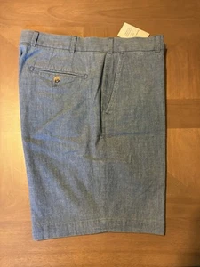 Pantalones Cortos Peter Millar Corona Artesanal Cambray Frente Plano 36x8 Azul Índigo - Imagen 1 de 8