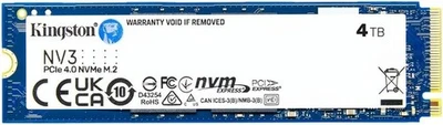 Kingston NV3 4TB M.2 2280 NVMe SSD | PCIe 4.0 Gen 4x4 | Up to 6000 MB/s | SNV3S/ - Image 1 of 4