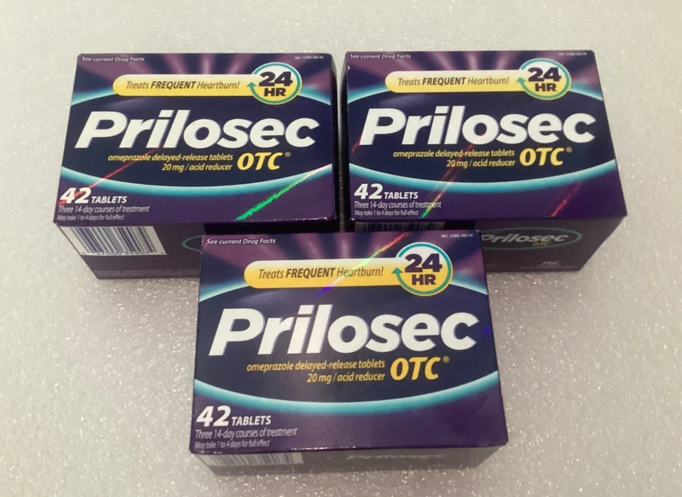 3x Prilosec OTC reductor frecuente de acidez estomacal 42 pestañas cada uno - CADUCIDAD: 11/27 Foto 1 de 1