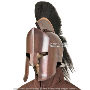 Greek Spartan King 300 Crested Helmet w/ Copper Finish & Liner Reenactment LARP - Picture 1 of 5