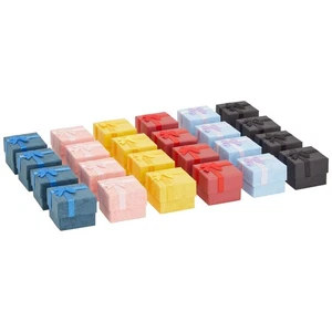 Juego de 24 unidades de anillo caja de regalo con arco para bodas, 6 colores, 1,6 x 1,2 pulgadas - Imagen 1 de 8