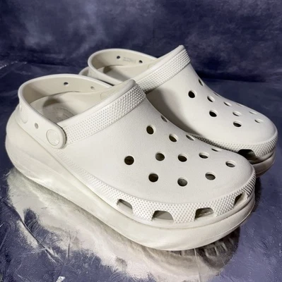 Crocs Classic Crush Platform Clog Mens 8 Womens 10 Bone Beige Cushy Comfort - Image 1 of 4