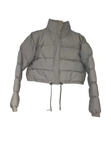 Women Cropped Puffer Jacket Reflective Etylewise Grey S New Without Tag - Picture 1 of 4