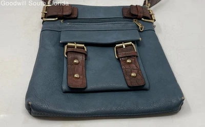 Bolso Bandolera Dasein Mujer Azul Marrón Cuero Correa Ajustable Hombro Foto 1 de 4