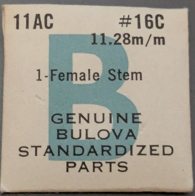 NOS NEW Genuine Bulova Cal. 11AC - # 16C  11.28 mm Female Stem - Watch Part - Image 1 of 2