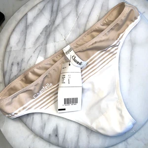 Y2K Vintage Chantel Low Rider Thong Beige White Stripes NWT - Picture 1 of 4