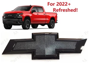 Front Gloss Black Bowtie Emblem Badge 2022-2025 Refreshed Chevy Silverado 1500 - Picture 1 of 6