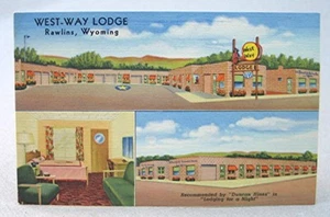 Vintage Postkarte Motel -- West-Way Lodge - Rawlins, Wyoming - Bild 1 von 1