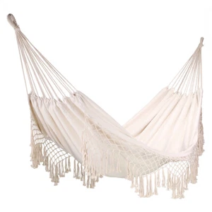 Barton Extra Long & Wide Hammock Travel Camping Garden Backyard Porch, Beige - Picture 1 of 9