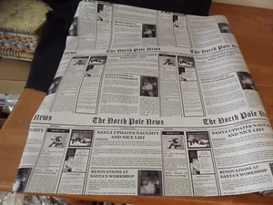 new reversible GIFT WRAP SANTA north pole news NEWSPAPER 24" red & blk buffalo - Picture 1 of 5