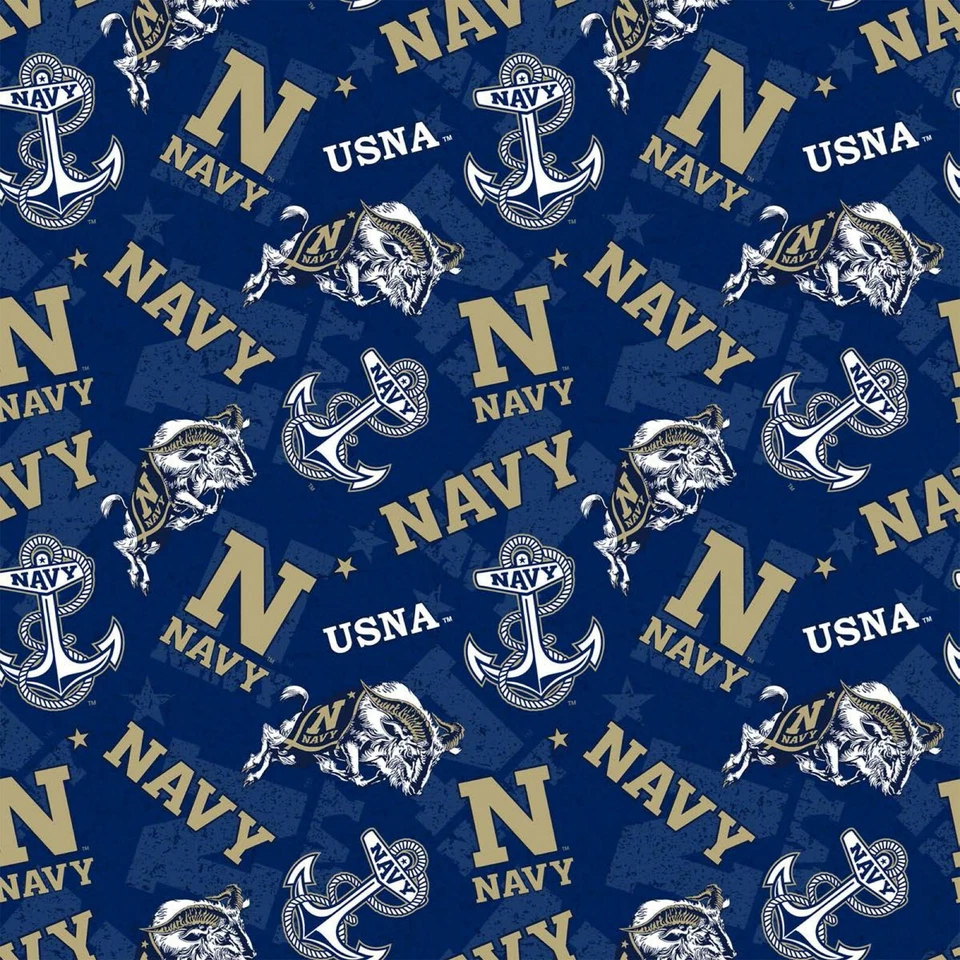 NCAA US Naval Academy Tone on Tone USNA-1178 Cotton Fabric by the Yard - Image 1 of 1