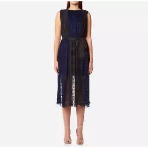 Anthropologie Foxiedox Kitterby Navy Blue Sleeveless Midi Dress XS Lace Sheer - Picture 1 of 14