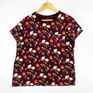 Camiseta para mujer Levi’s Perfect Crew talla grande marrón estampado floral manga corta - Imagen 1 de 10
