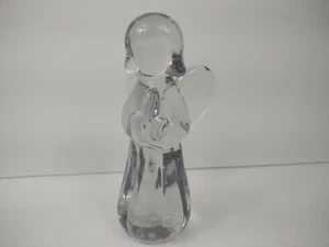 Vintage mundgeblasen Kunstglas betender Engel klarer Boden Pontil klar 6,5" - Bild 1 von 11