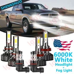 For Dodge Ram 1500 2010-2012 - Combo LED Bulb Headlight 9005 H11 Fog Light 9145 - Picture 1 of 12