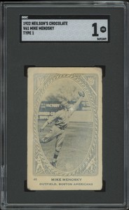 1922 NEILSON'S CHOCOLATE MIKE MENOSKY 46 POOR V61 TYPE 1 SGC 1 BOSTON RED SOX