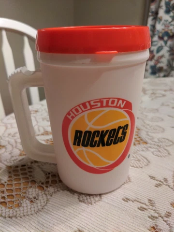 Houston Rockets NBA Logo White Plastic Tumbler Mug with Handle basketball Cover