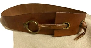 Vintage 60’s Handmade ALLAN BLOCK Leather Belt With Brass Cinch Buckle Hardware - Picture 1 of 10