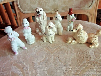 LOTE de 7 caniches vintage de peltre, cerámica. Joyas, baratija, Kingspoint, adorno Foto 1 de 4