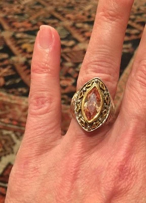 NUEVO "inspirado en el diseñador" Topacio Ámbar Lavanda Circonita cúbica Anillo Cable Detalle Talla 6 Foto 1 de 4