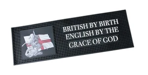 Britisch von Geburt Englisch von der Gnade Gottes schwarzer Gummi Bierdeckel / Bar Läufer - Bild 1 von 1