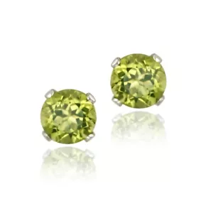 1.1ct Green Peridot 925 Silver Stud Earrings - August Birthstone - Picture 1 of 5