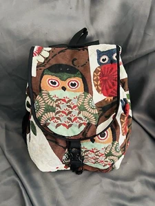 Bolso Hobo Grande Tapiz Algodón Flor Búho Mismo Diseño Escuela Hecho a Mano Beige - Imagen 1 de 6