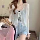 Solid Color Thin Coat Frenum Lace Cardigan High-quality Knit Cardigan