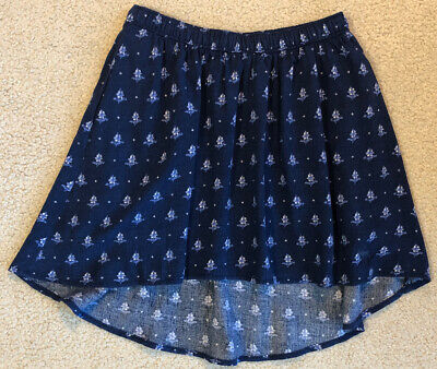 ABERCROMBIE KIDS Size SMALL Girls Navy Blue Floral High/Low Pull-On Skirt • 7.60€