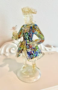VTG Murano Millefiori Venetian Art Glass Figurine Man Gold Leaf Bortoli Italy - Picture 1 of 5