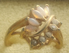 Gold Tone Ring Metal With 5 Opals And 5 Crystals