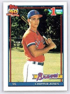 1991 Topps MLB #333 Chipper Jones RC Braves MVP HOF - Image 1 of 2