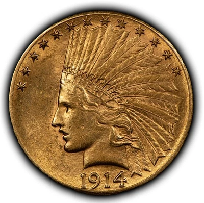 1914-D G$10 Indian Head Gold Eagle - Authentic US Coin - AU - SKU-G5697 - Image 1 of 4
