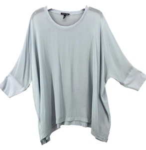Camisa Eileen Fisher Mujer Talla M Azul Seda Mezcla Algodón Manga 3/4 Dolman Transparente - Imagen 1 de 11