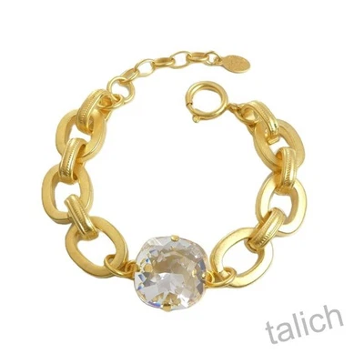 Pulsera de cadena gruesa La Vie Parisienne Catherine Popesco 14K GP cristal grande Foto 1 de 4