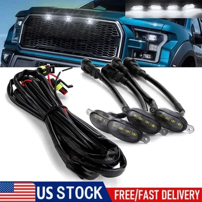 4X Lente ahumada LED Rejilla delantera Funcionamiento Luces blancas para Ford F150 Estilo Raptor Foto 1 de 4