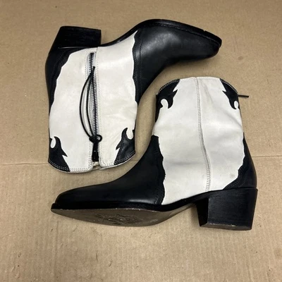 Free People Nuevas Botas Frontier Western Mujer EU 37.5 US 7.5 Blanco Negro Foto 1 de 4