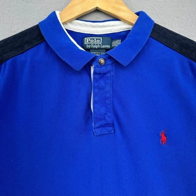 VTG Polo Ralph Lauren Polo Shirt Custom Fit Color Block RARE XXL 90s Y2K Preppy - Image 1 of 4