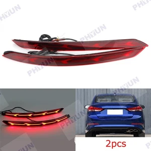 For Hyundai Elantra 2x LED Rear Bumper Reflector Brake Light Flow Turn Signal - Picture 1 of 8