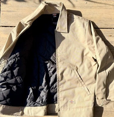 Chaqueta Dickies Eisenhower Para Hombre Talla Pequeña Marrón Cremallera Completa Edredón Forrado Foto 1 de 4