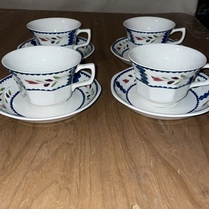 Set Of 4 Lancaster Ironstone Tea Cups & Saucers By Adams Made In England - Bild 1 von 9