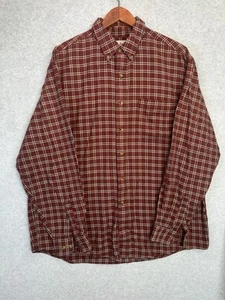 L.L. Bean L rot kariertes Flanellhemd Langarm Knopfleiste 100 % Baumwolle USA - Bild 1 von 13