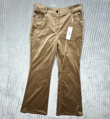 Akris Punto 裁剪靴型 Cali 天鹅绒裤子女式 8 焦糖安静豪华准备 — 第 1/4 张图片