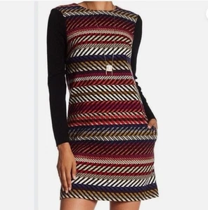 Vestido TRINA TURK Chapin Kingscoat Rayas Tweed Tejido Manga Larga Talla 6 Forrado - Imagen 1 de 12