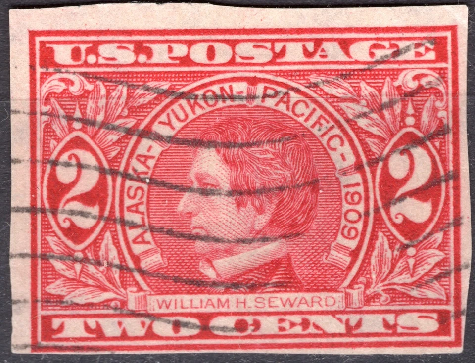 SC# 371 - 1909 2¢ Francobollo singolo imperforato Alaska-Yukon Pacifico - Usato - Immagine 1 di 1