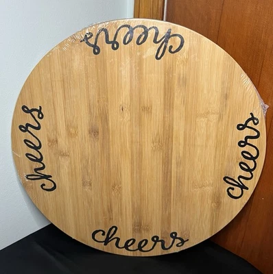 木制“Cheers”圆形大号Charcuterie奶酪Hors d'Oeuvres板盘18英寸 — 第 1/4 张图片