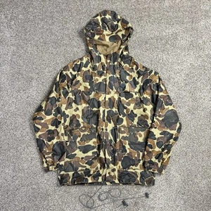 Vintage Columbia Jacket Mens Medium Brown Duck Camo Hunting Hooded Full Zip Snap - Picture 1 of 11