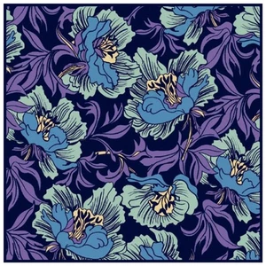 Acanthus Vines Purple Blue Blossoms William Morris Counted Cross Stitch Pattern - Picture 1 of 3