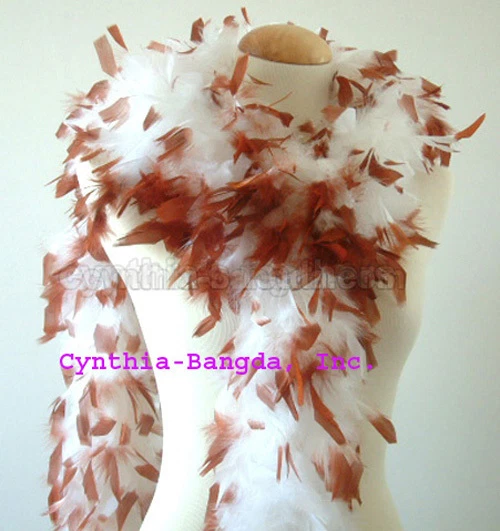 Blanco con Puntas Marrones 65 Gramos Chandelle Pluma Boa Fiesta Halloween Disfraz  Foto 1 de 1