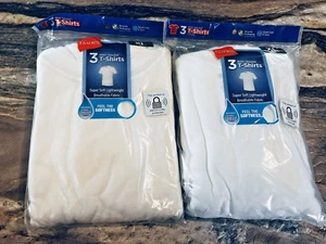 Hanes White Tagless T-White Shirts Size XL 18 Lot of 2 3-Packs Packages 6 Tees - Picture 1 of 5